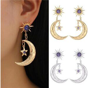 Handmade Moon & Star Earrings | Lightweight Charm Dangle Earrings